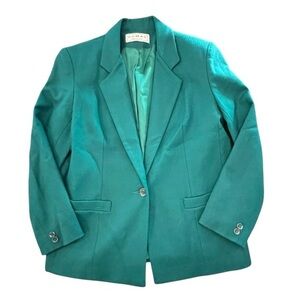 Vintage Dumas Women's 100% Wool Blazer Size 10 Green Jacket One Button USA Made‎